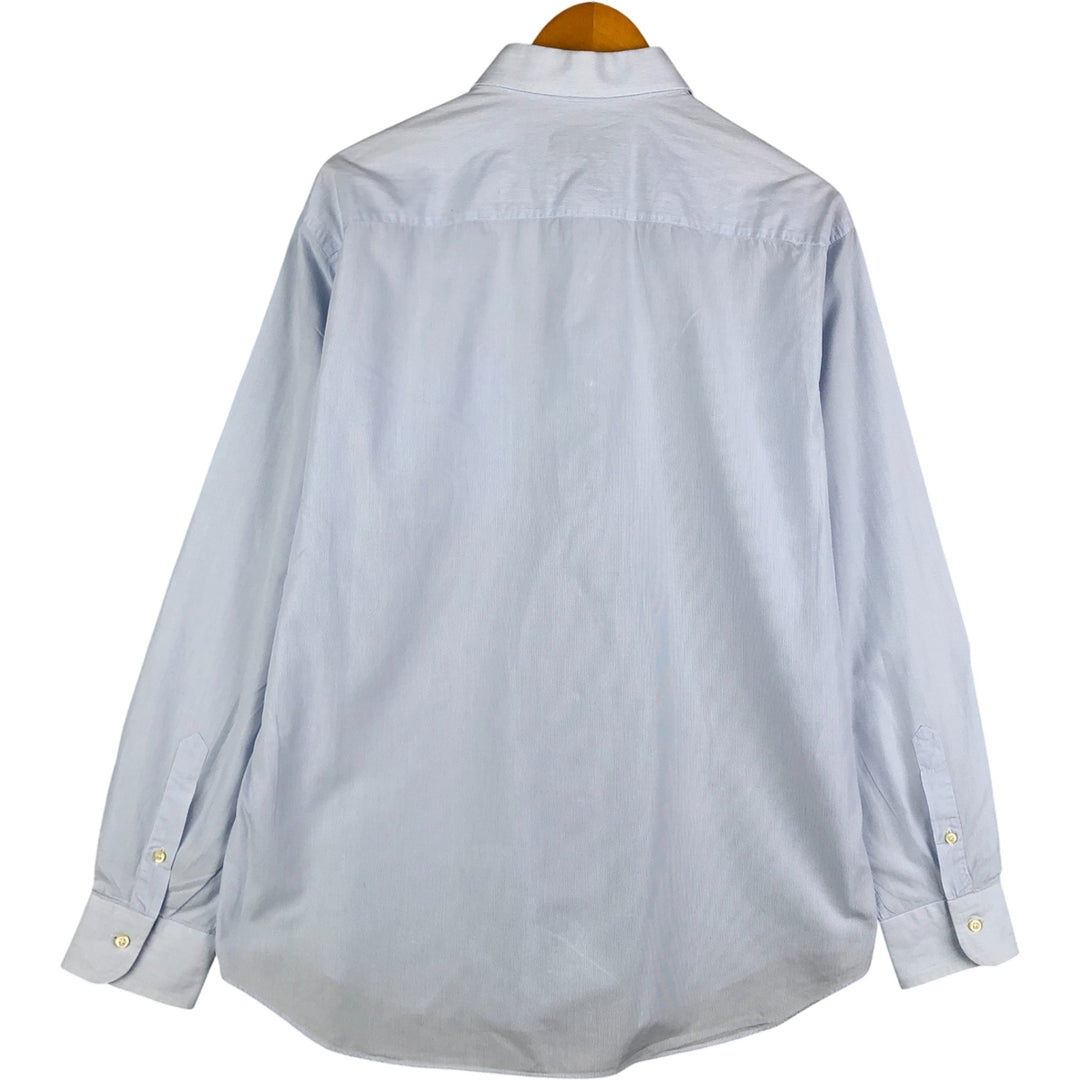 Burberry's LONDON wide-collar long-sleeved cotton striped shirt, made in Spain, men's size M cotton Blue type light blue Vintage Second Hand