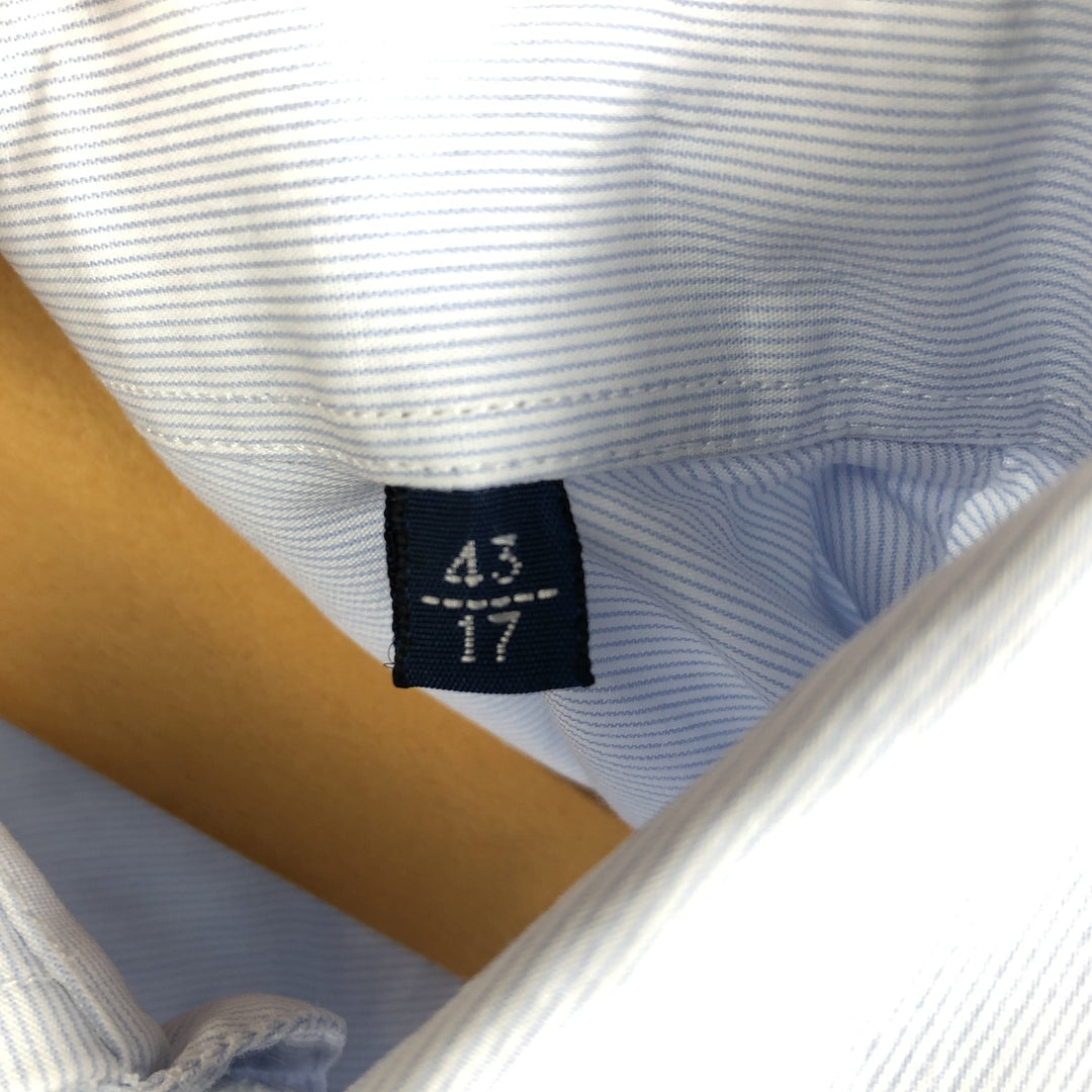 Burberry's LONDON wide-collar long-sleeved cotton striped shirt, made in Spain, men's size M cotton Blue type light blue Vintage Second Hand