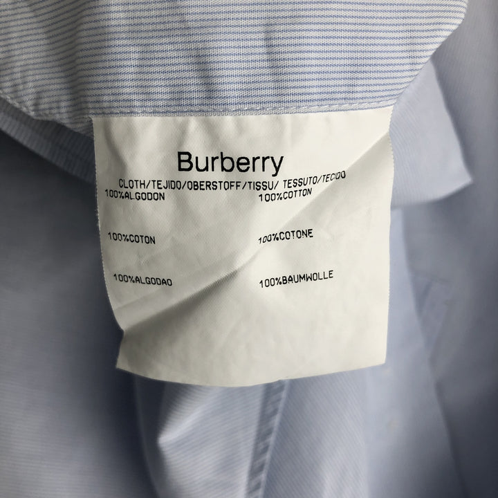 Burberry's LONDON wide-collar long-sleeved cotton striped shirt, made in Spain, men's size M cotton Blue type light blue Vintage Second Hand