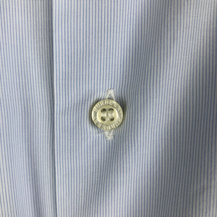 Burberry's LONDON wide-collar long-sleeved cotton striped shirt, made in Spain, men's size M cotton Blue type light blue Vintage Second Hand