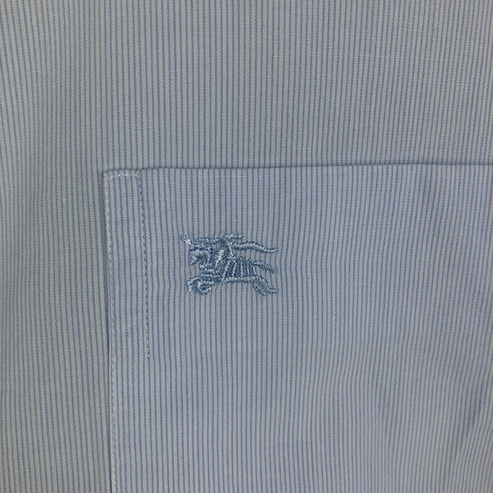 Burberry's LONDON wide-collar long-sleeved cotton striped shirt, made in Spain, men's size M cotton Blue type light blue Vintage Second Hand