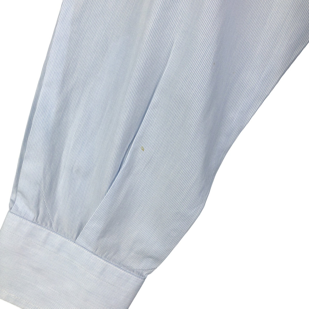 Burberry's LONDON wide-collar long-sleeved cotton striped shirt, made in Spain, men's size M cotton Blue type light blue Vintage Second Hand