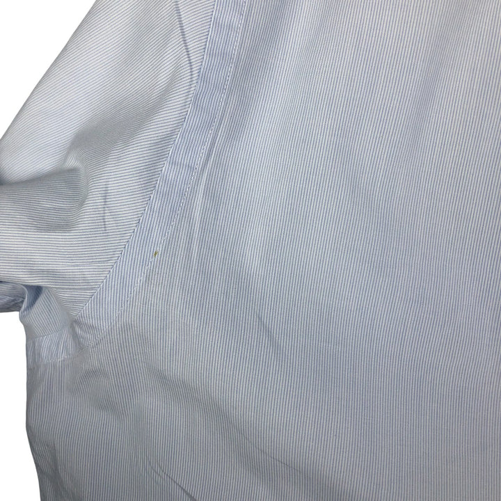 Burberry's LONDON wide-collar long-sleeved cotton striped shirt, made in Spain, men's size M cotton Blue type light blue Vintage Second Hand