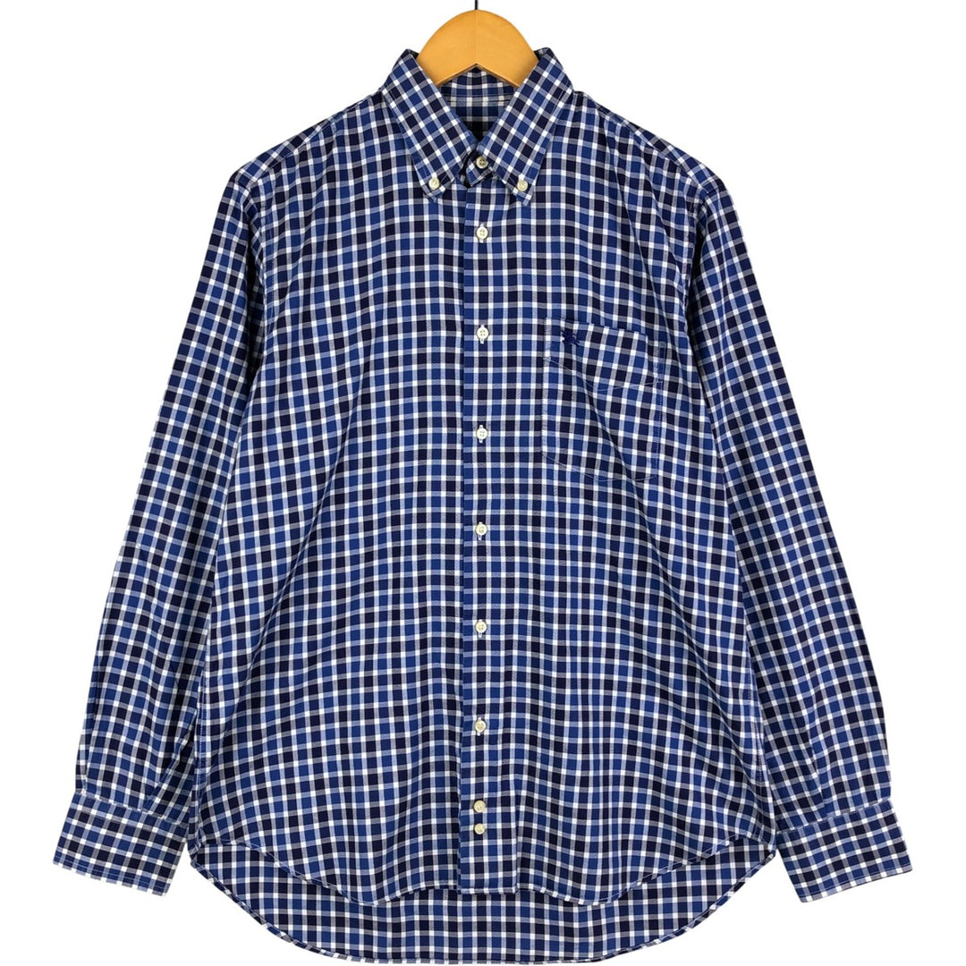 Burberry's BURBERRY LONDON long-sleeved button-down check shirt, men's size M unclear navy blue type Vintage Second Hand