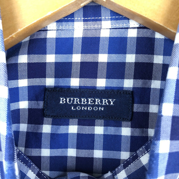 Burberry's BURBERRY LONDON long-sleeved button-down check shirt, men's size M unclear navy blue type Vintage Second Hand