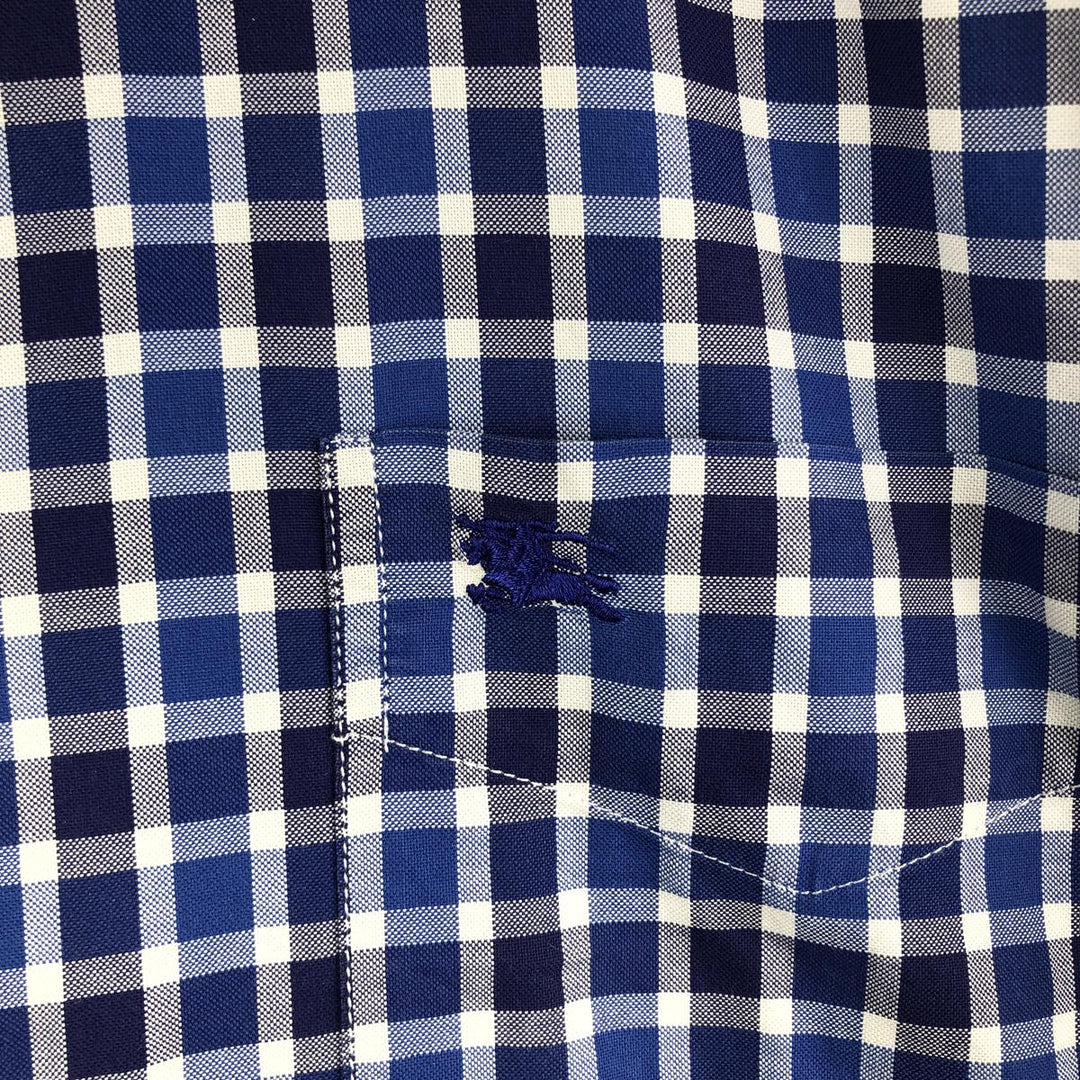 Burberry's BURBERRY LONDON long-sleeved button-down check shirt, men's size M unclear navy blue type Vintage Second Hand