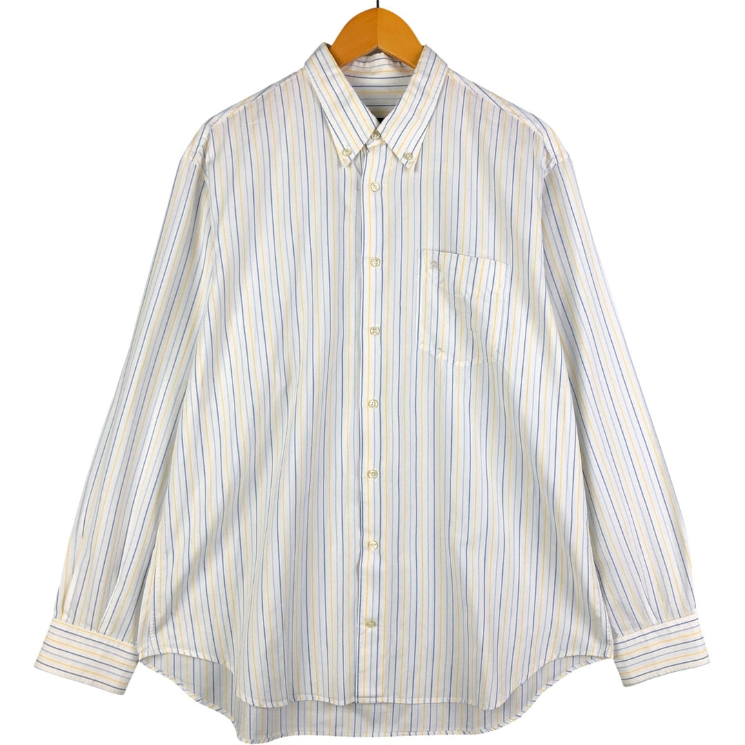 Burberry's LONDON Multi-Stripe Long Sleeve Button-Down Striped Shirt, Men's XL cotton white type Vintage Second Hand