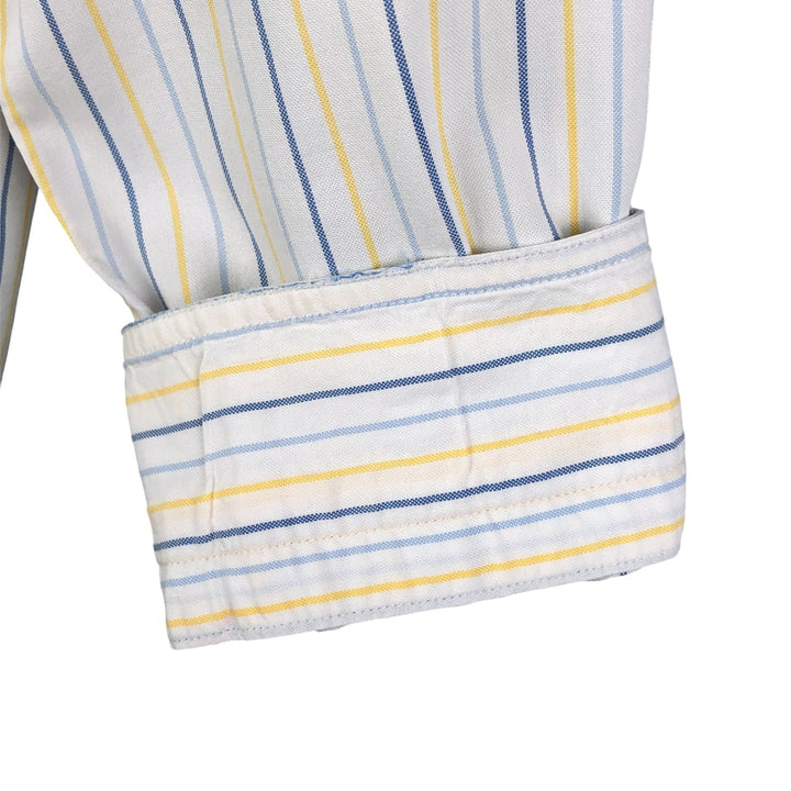 Burberry's LONDON Multi-Stripe Long Sleeve Button-Down Striped Shirt, Men's XL cotton white type Vintage Second Hand