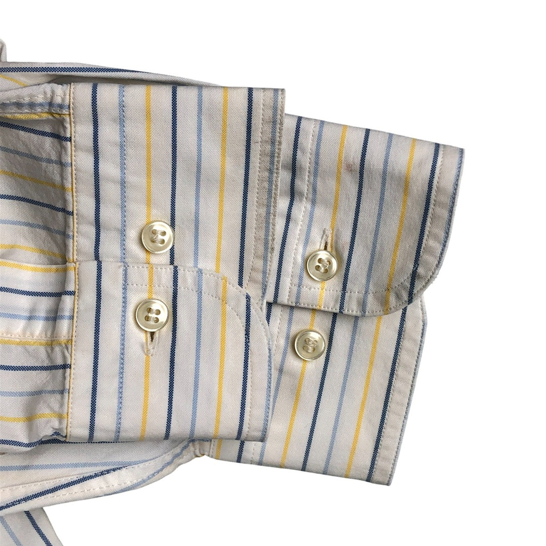 Burberry's LONDON Multi-Stripe Long Sleeve Button-Down Striped Shirt, Men's XL cotton white type Vintage Second Hand