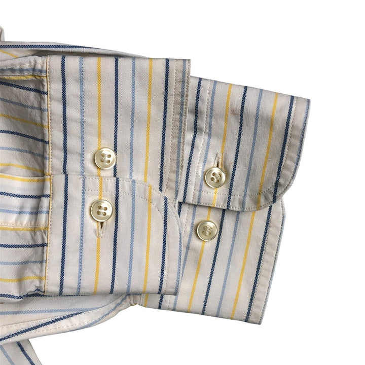 Burberry's LONDON Multi-Stripe Long Sleeve Button-Down Striped Shirt, Men's XL cotton white type Vintage Second Hand