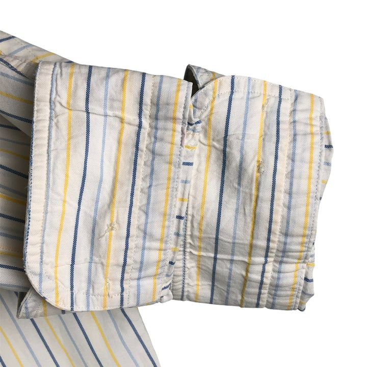 Burberry's LONDON Multi-Stripe Long Sleeve Button-Down Striped Shirt, Men's XL cotton white type Vintage Second Hand