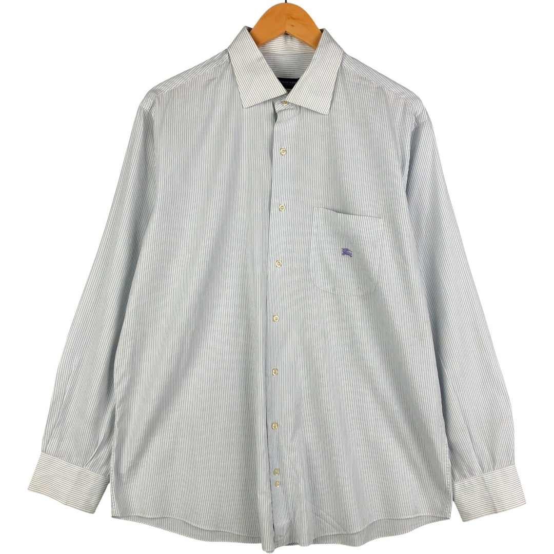 Burberry's LONDON long-sleeved cotton striped shirt, men's size L unclear white type Vintage Second Hand