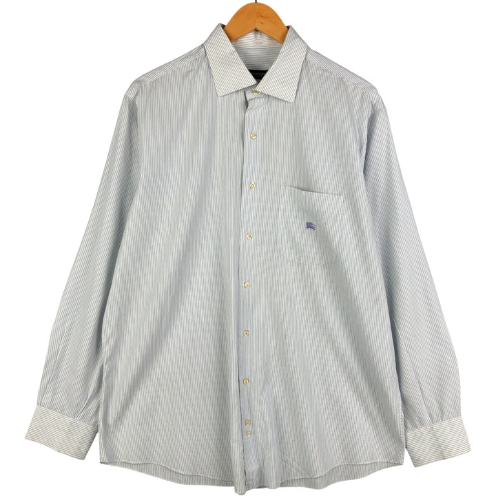 Burberry's LONDON long-sleeved cotton striped shirt, men's size L unclear white type Vintage Second Hand