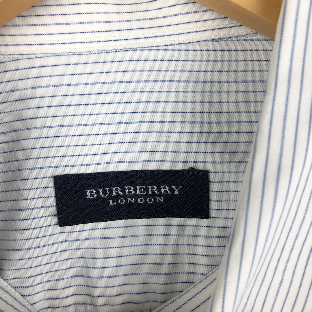 Burberry's LONDON long-sleeved cotton striped shirt, men's size L unclear white type Vintage Second Hand
