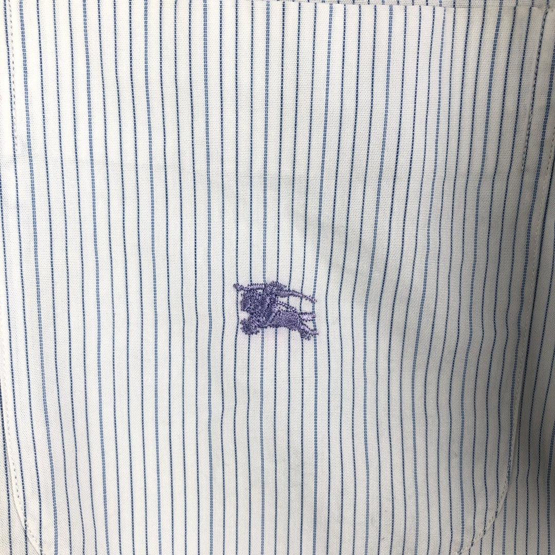 Burberry's LONDON long-sleeved cotton striped shirt, men's size L unclear white type Vintage Second Hand
