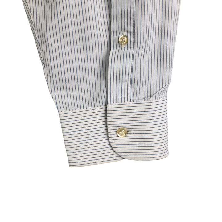 Burberry's LONDON long-sleeved cotton striped shirt, men's size L unclear white type Vintage Second Hand