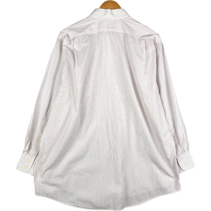 Burberry's BURBERRYS OF LONDON Wide Collar Long Sleeve Cotton Striped Shirt, Made in USA, Men's XL cotton white type Vintage Second Hand
