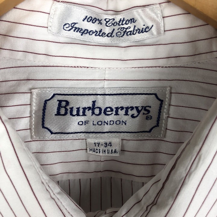 Burberry's BURBERRYS OF LONDON Wide Collar Long Sleeve Cotton Striped Shirt, Made in USA, Men's XL cotton white type Vintage Second Hand