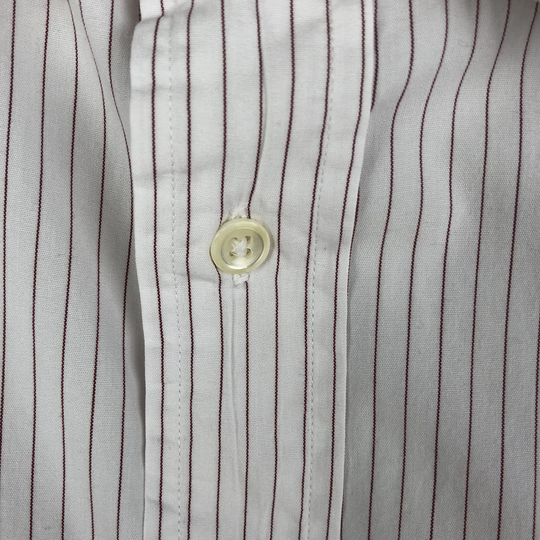 Burberry's BURBERRYS OF LONDON Wide Collar Long Sleeve Cotton Striped Shirt, Made in USA, Men's XL cotton white type Vintage Second Hand