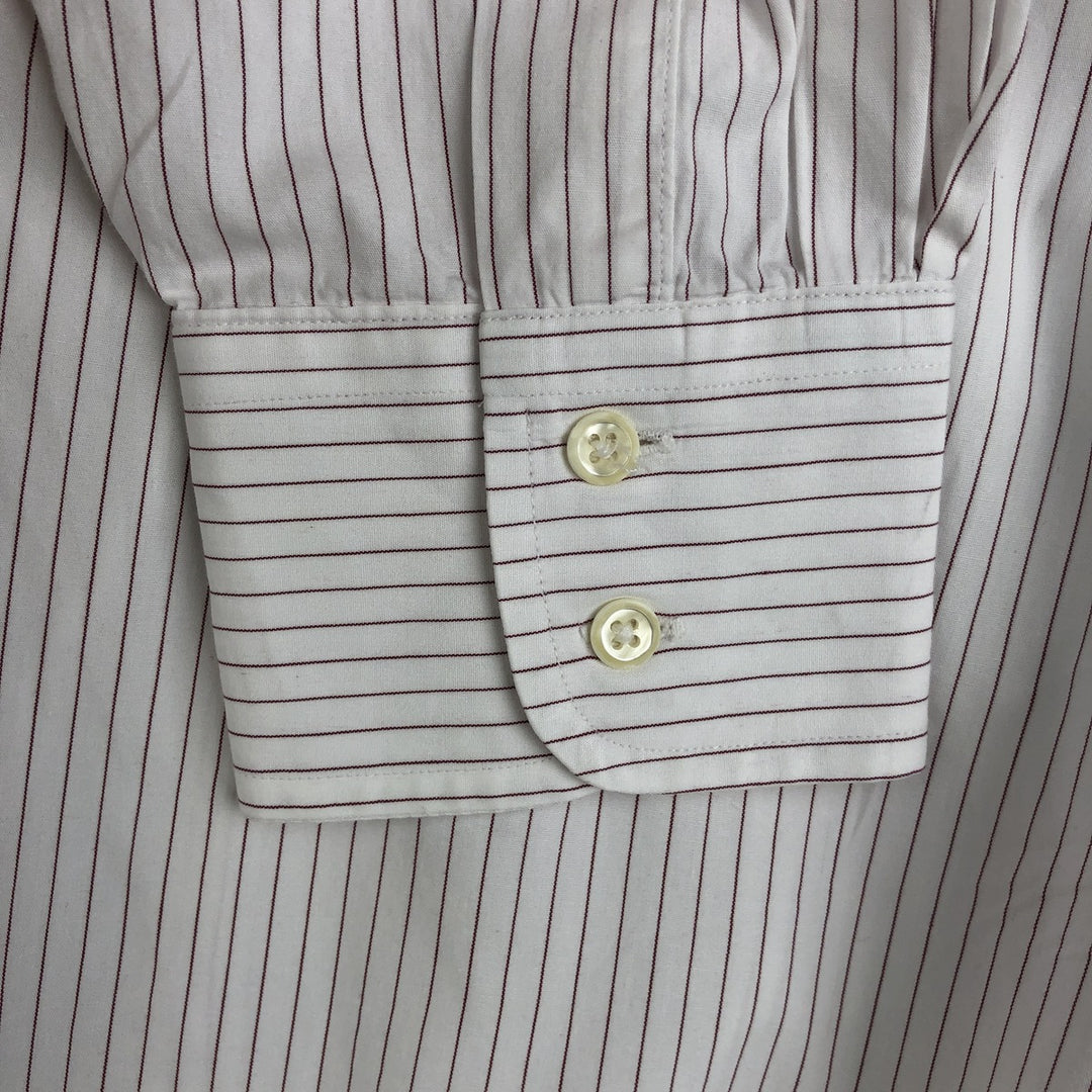Burberry's BURBERRYS OF LONDON Wide Collar Long Sleeve Cotton Striped Shirt, Made in USA, Men's XL cotton white type Vintage Second Hand