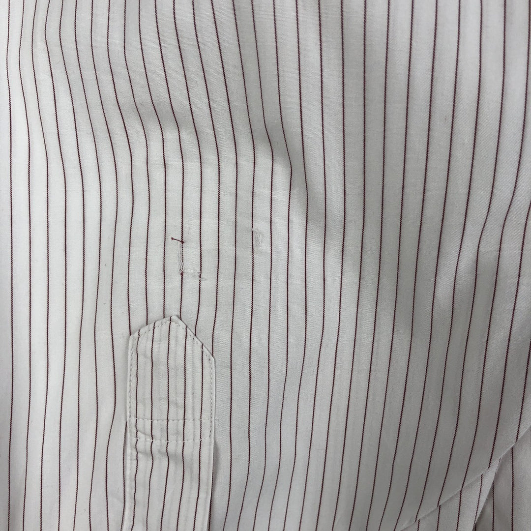 Burberry's BURBERRYS OF LONDON Wide Collar Long Sleeve Cotton Striped Shirt, Made in USA, Men's XL cotton white type Vintage Second Hand