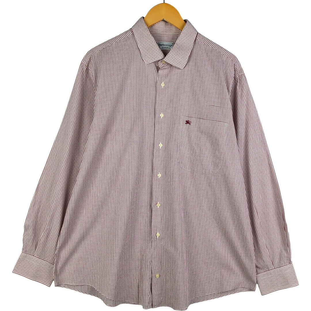 Burberry's BURBERRYS OF LONDON Wide Collar Long Sleeve Cotton Striped Shirt, Men's Size L unclear white type Vintage Second Hand