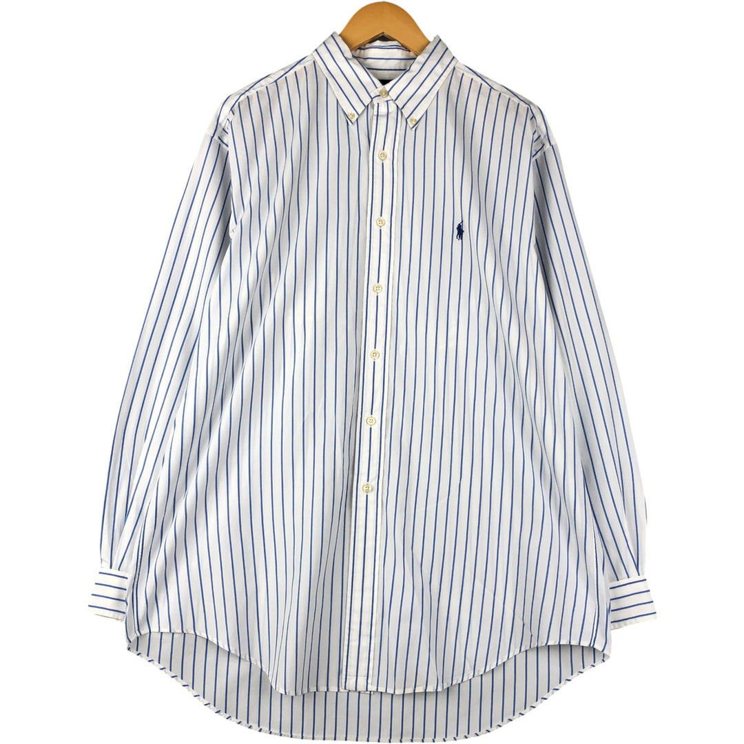 Ralph Lauren YARMOUTH Long Sleeve Button-Down Striped Shirt, Men's Size L cotton white type Vintage Second Hand