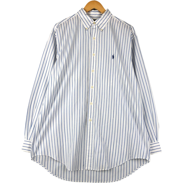 Ralph Lauren YARMOUTH Long Sleeve Button-Down Striped Shirt, Men's Size L cotton white type Vintage Second Hand