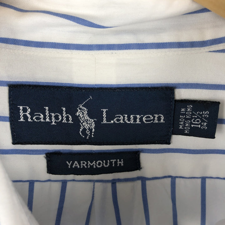 Ralph Lauren YARMOUTH Long Sleeve Button-Down Striped Shirt, Men's Size L cotton white type Vintage Second Hand