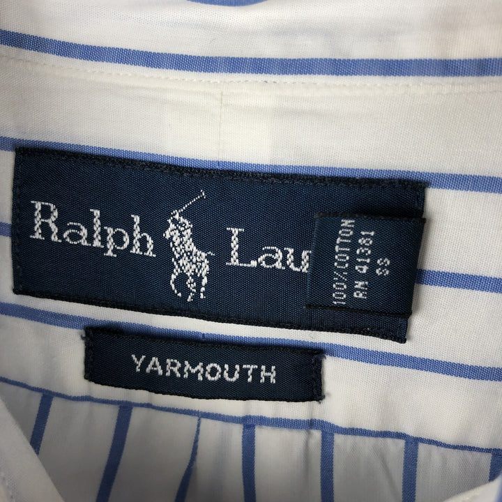 Ralph Lauren YARMOUTH Long Sleeve Button-Down Striped Shirt, Men's Size L cotton white type Vintage Second Hand