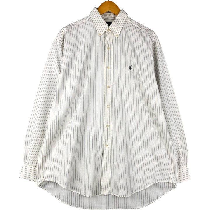 Ralph Lauren BLAKE long sleeve button-down striped shirt, men's size L cotton white type Vintage Second Hand