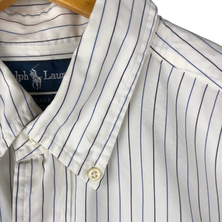 Ralph Lauren BLAKE long sleeve button-down striped shirt, men's size L cotton white type Vintage Second Hand
