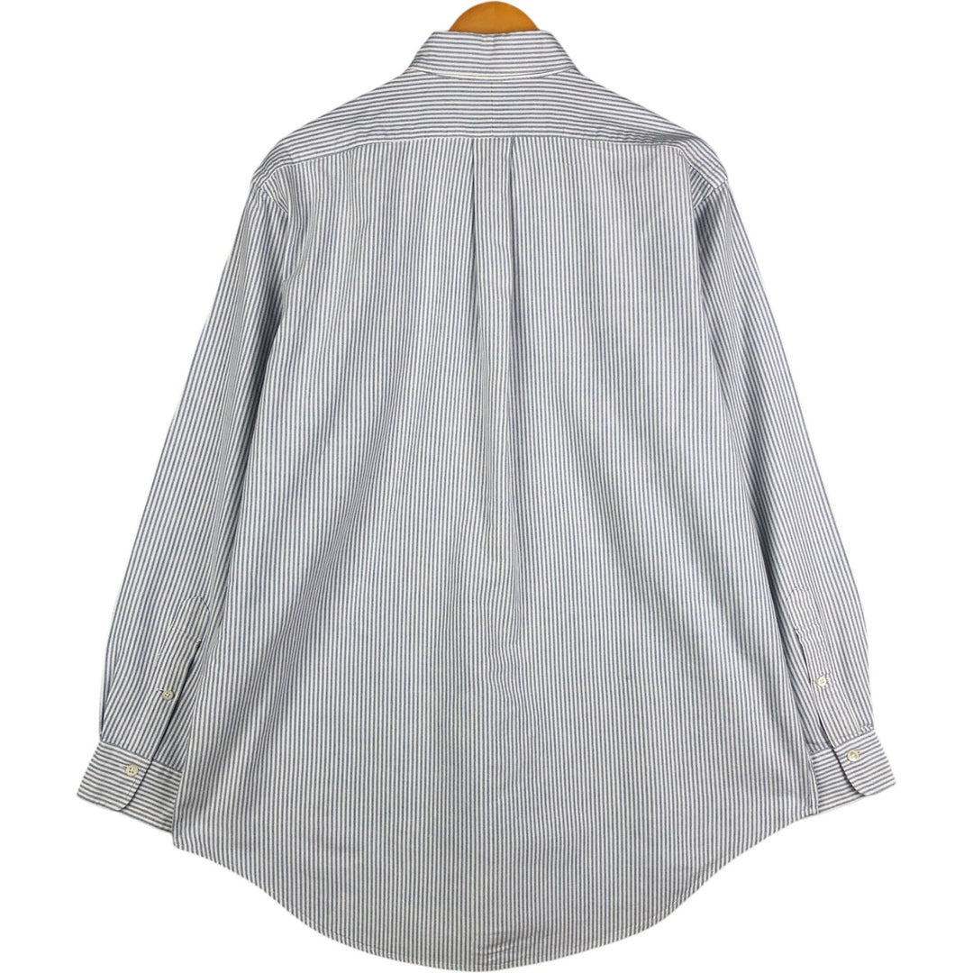 Ralph Lauren Striped Pattern Long Sleeve Button-Down Shirt, Men's Size L cotton white type Vintage Second Hand