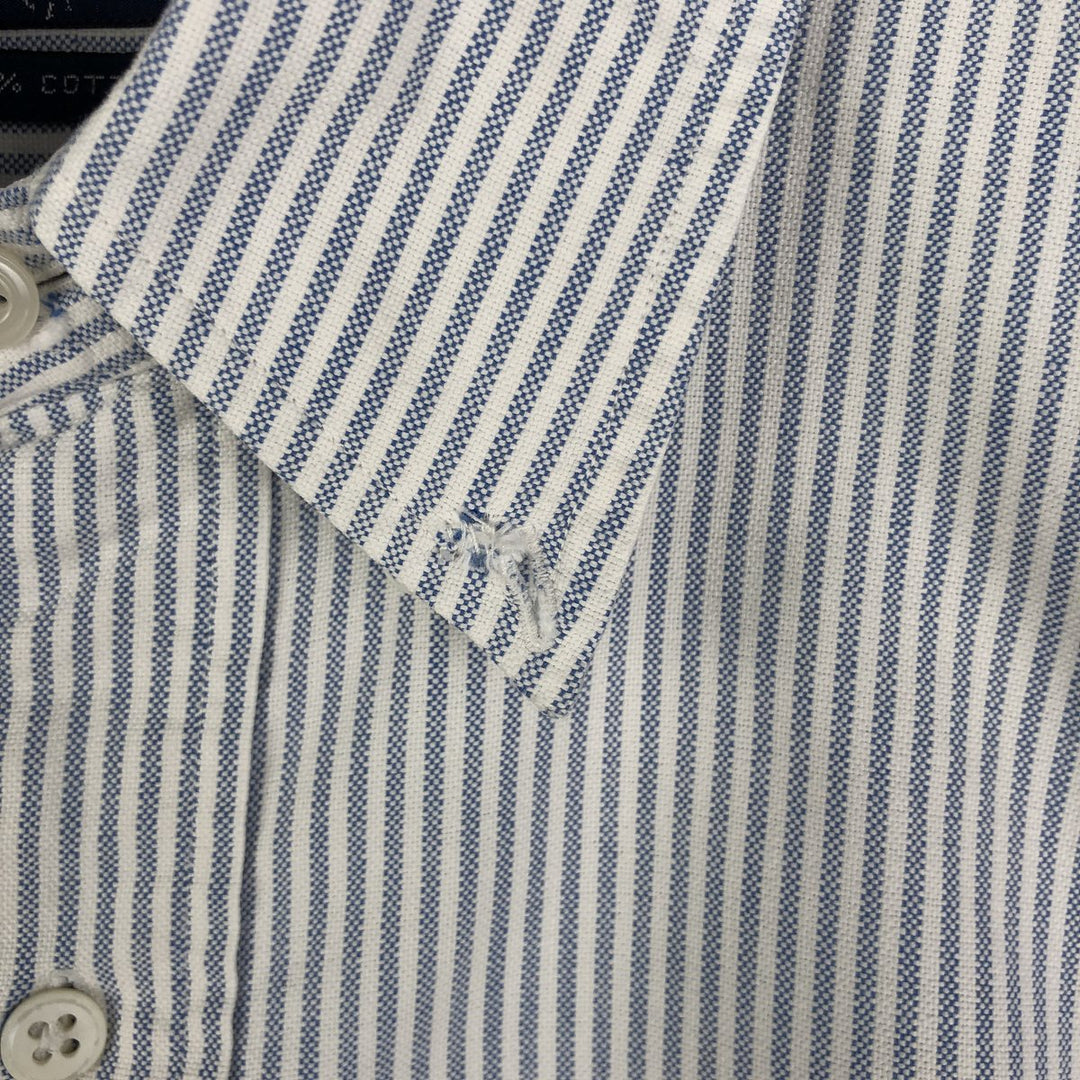 Ralph Lauren Striped Pattern Long Sleeve Button-Down Shirt, Men's Size L cotton white type Vintage Second Hand