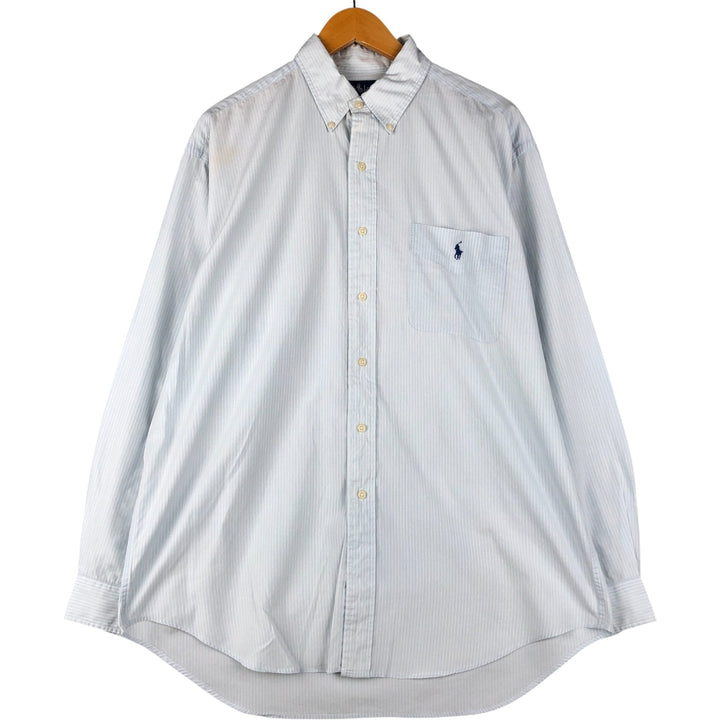 Ralph Lauren BLAIRE long sleeve button down striped shirt, men's size L cotton Blue type light blue Vintage Second Hand
