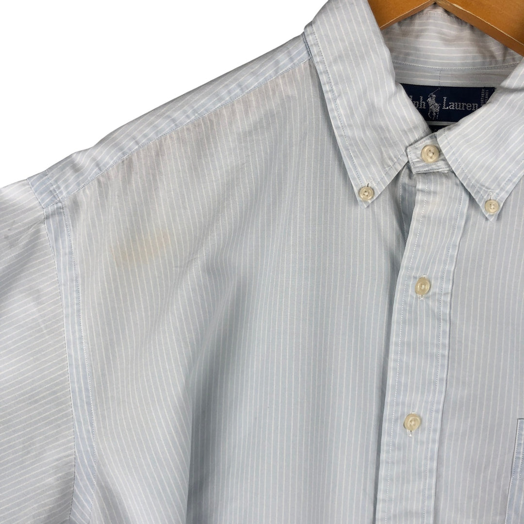Ralph Lauren BLAIRE long sleeve button down striped shirt, men's size L cotton Blue type light blue Vintage Second Hand