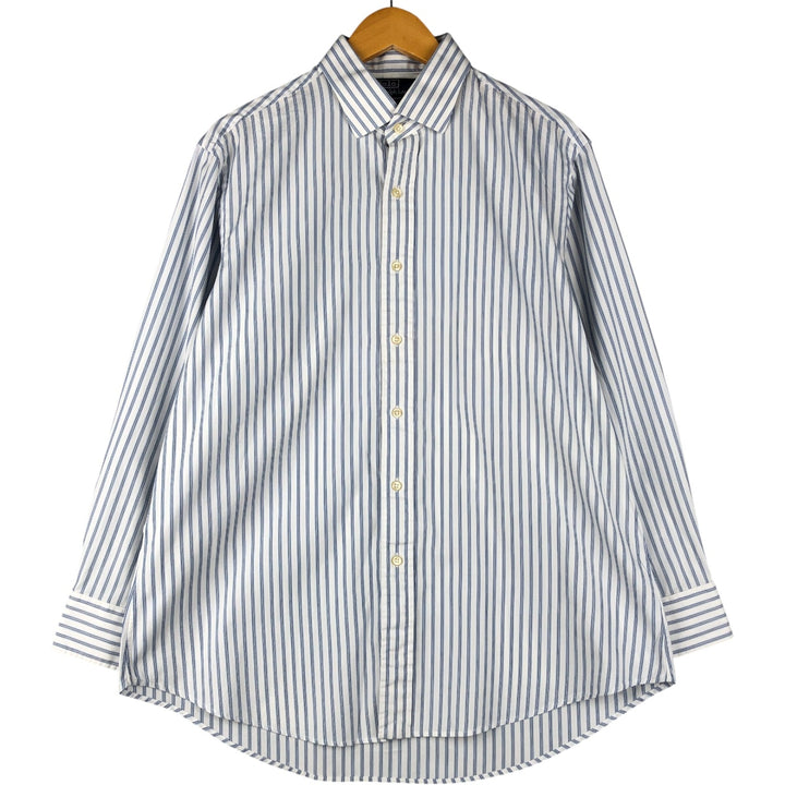 Ralph Lauren POLO by Ralph Lauren REGENY CUSTOM FIT long-sleeved button-down striped shirt, men's size XL cotton white type Vintage Second Hand