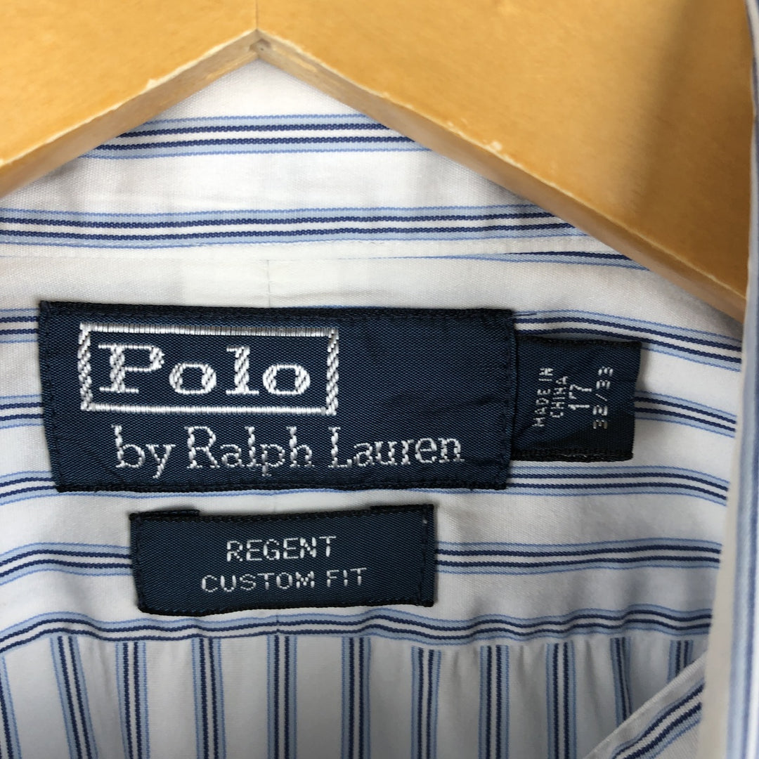 Ralph Lauren POLO by Ralph Lauren REGENY CUSTOM FIT long-sleeved button-down striped shirt, men's size XL cotton white type Vintage Second Hand