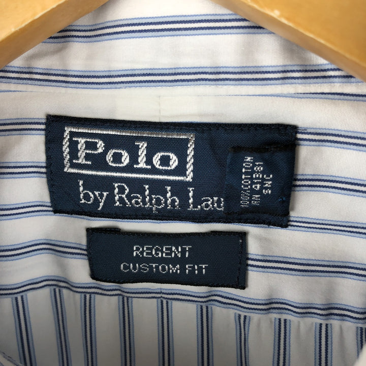 Ralph Lauren POLO by Ralph Lauren REGENY CUSTOM FIT long-sleeved button-down striped shirt, men's size XL cotton white type Vintage Second Hand