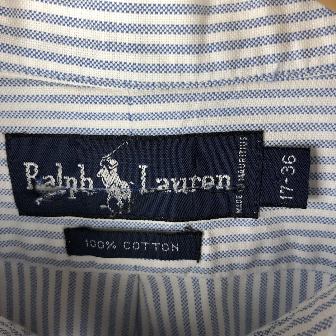 Ralph Lauren long sleeve button down striped shirt, men's XL size cotton white type Vintage Second Hand