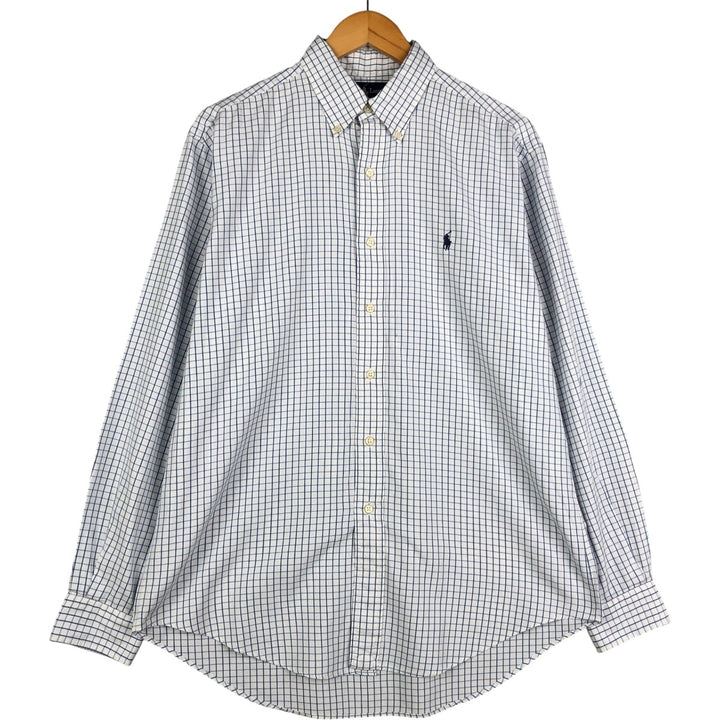 Ralph Lauren YARMOUTH Long Sleeve Button-Down Check Shirt, Men's Size M cotton white type Vintage Second Hand