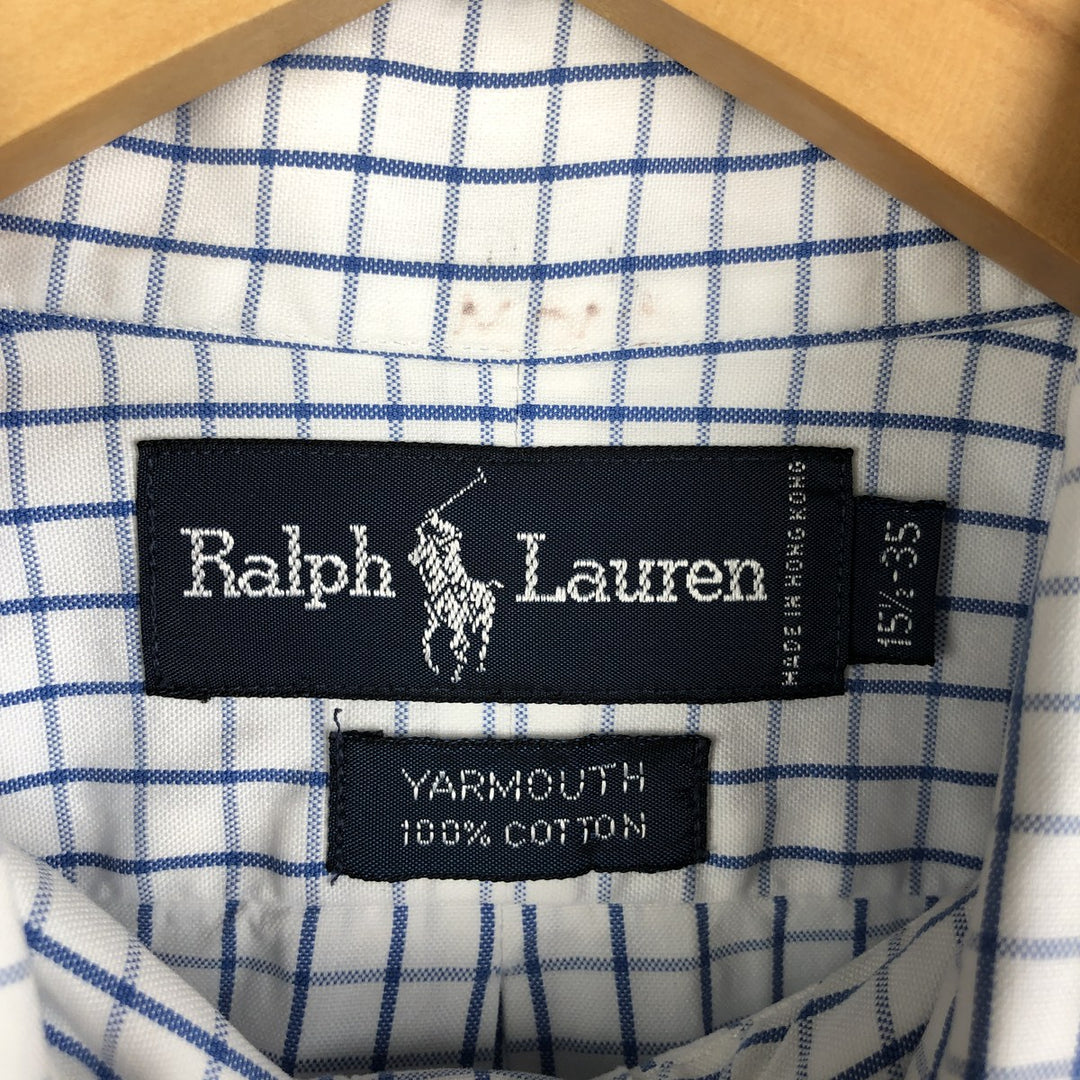 Ralph Lauren YARMOUTH Long Sleeve Button-Down Check Shirt, Men's Size M cotton white type Vintage Second Hand