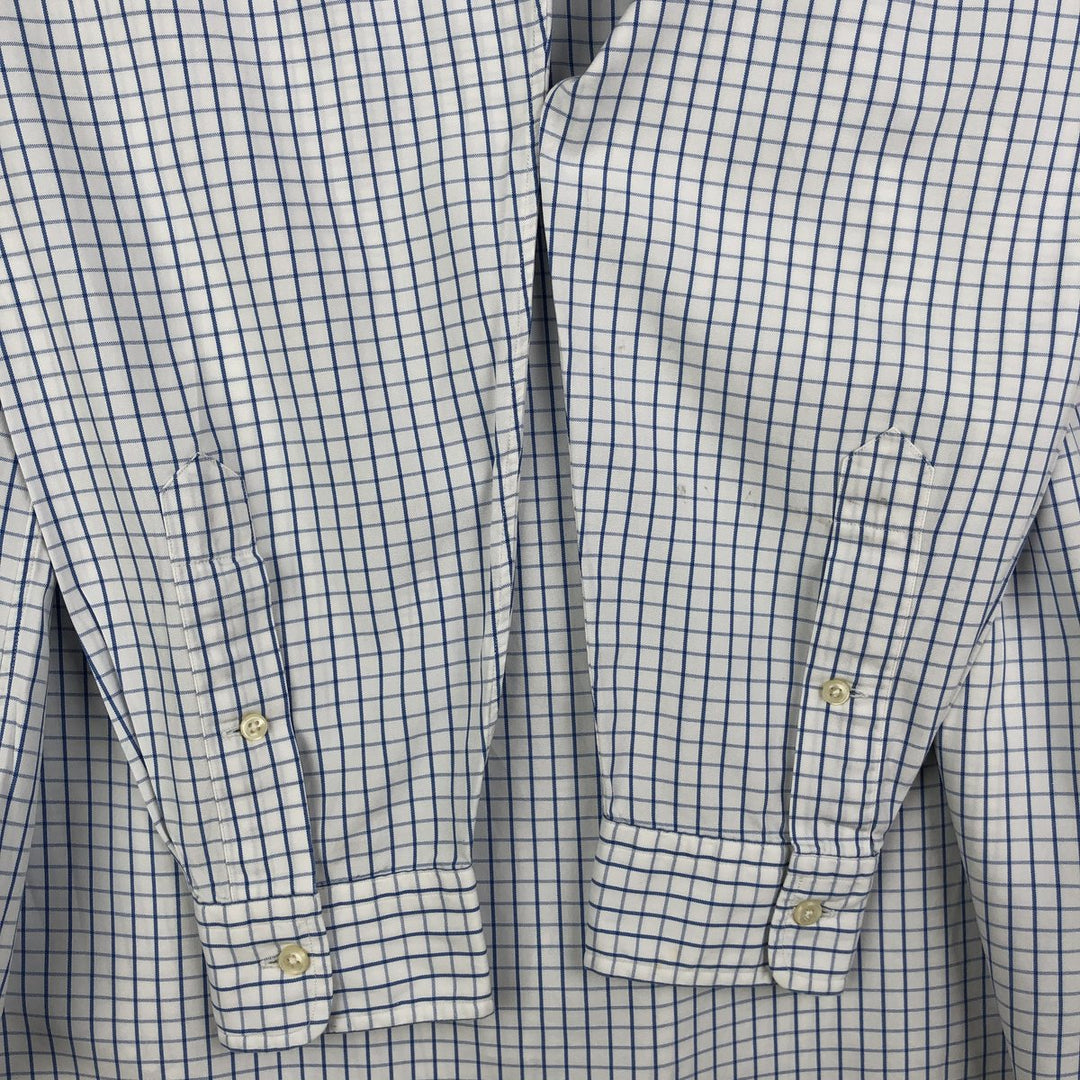 Ralph Lauren YARMOUTH Long Sleeve Button-Down Check Shirt, Men's Size M cotton white type Vintage Second Hand