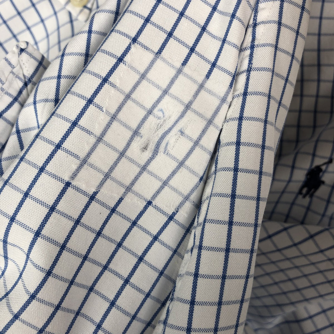 Ralph Lauren YARMOUTH Long Sleeve Button-Down Check Shirt, Men's Size M cotton white type Vintage Second Hand