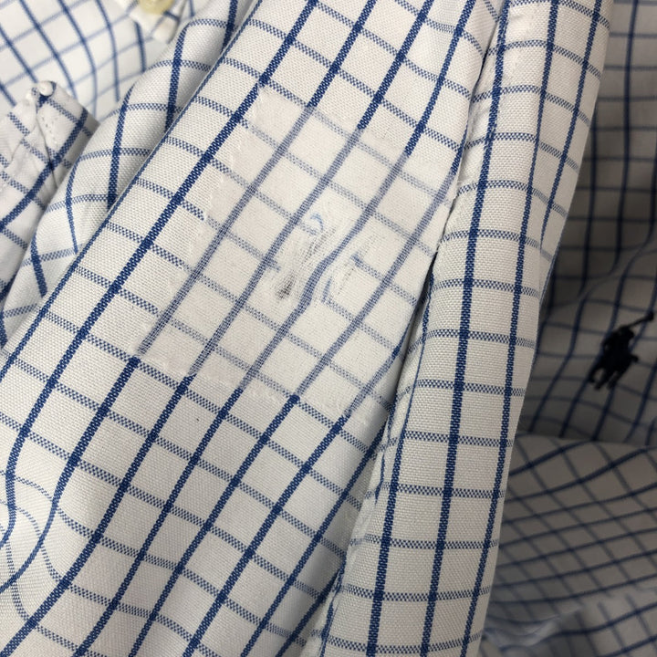 Ralph Lauren YARMOUTH Long Sleeve Button-Down Check Shirt, Men's Size M cotton white type Vintage Second Hand
