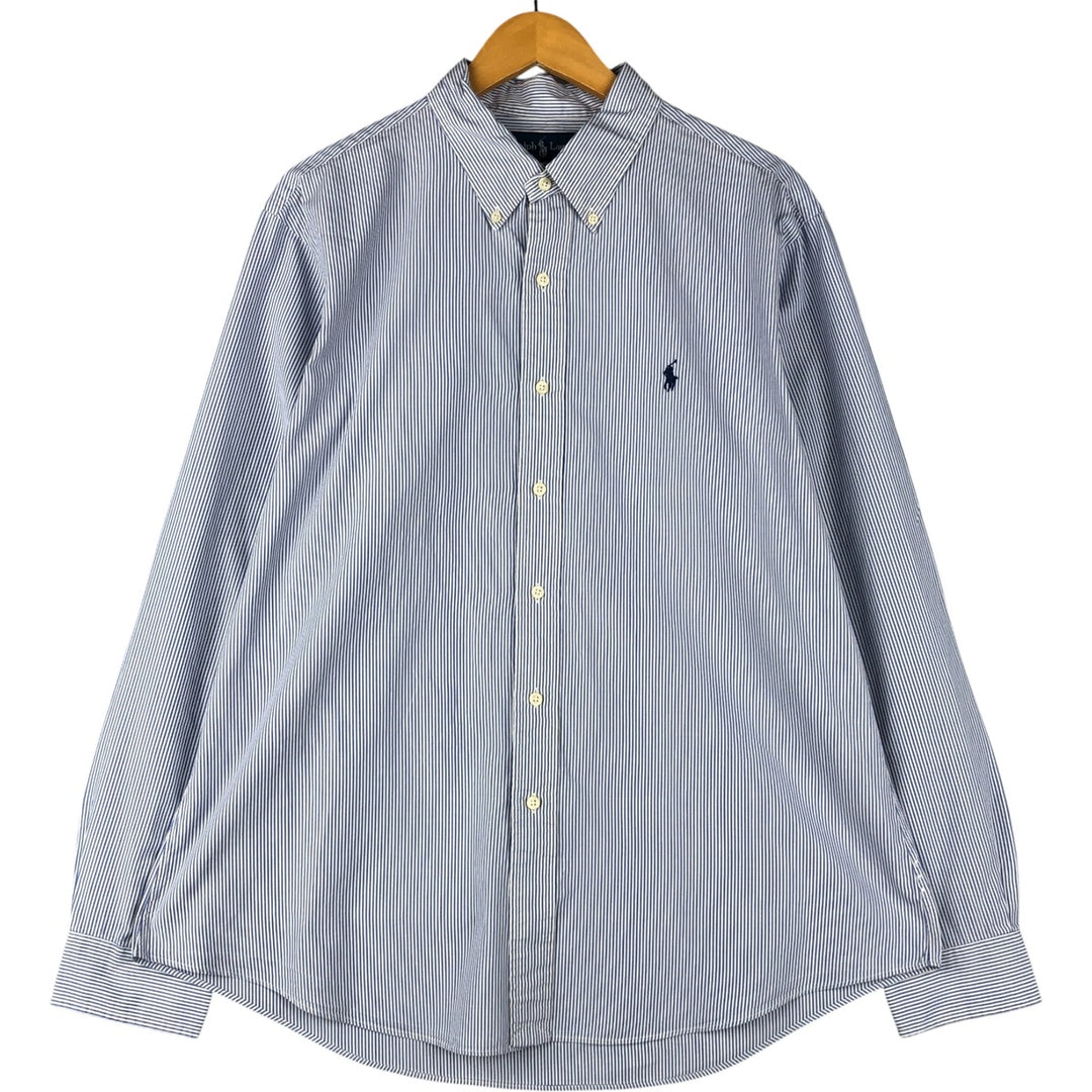 Ralph Lauren CUSTOM FIT long sleeve button down striped shirt men's XL size cotton white type Vintage Second Hand