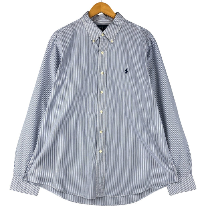Ralph Lauren CUSTOM FIT long sleeve button down striped shirt men's XL size cotton white type Vintage Second Hand
