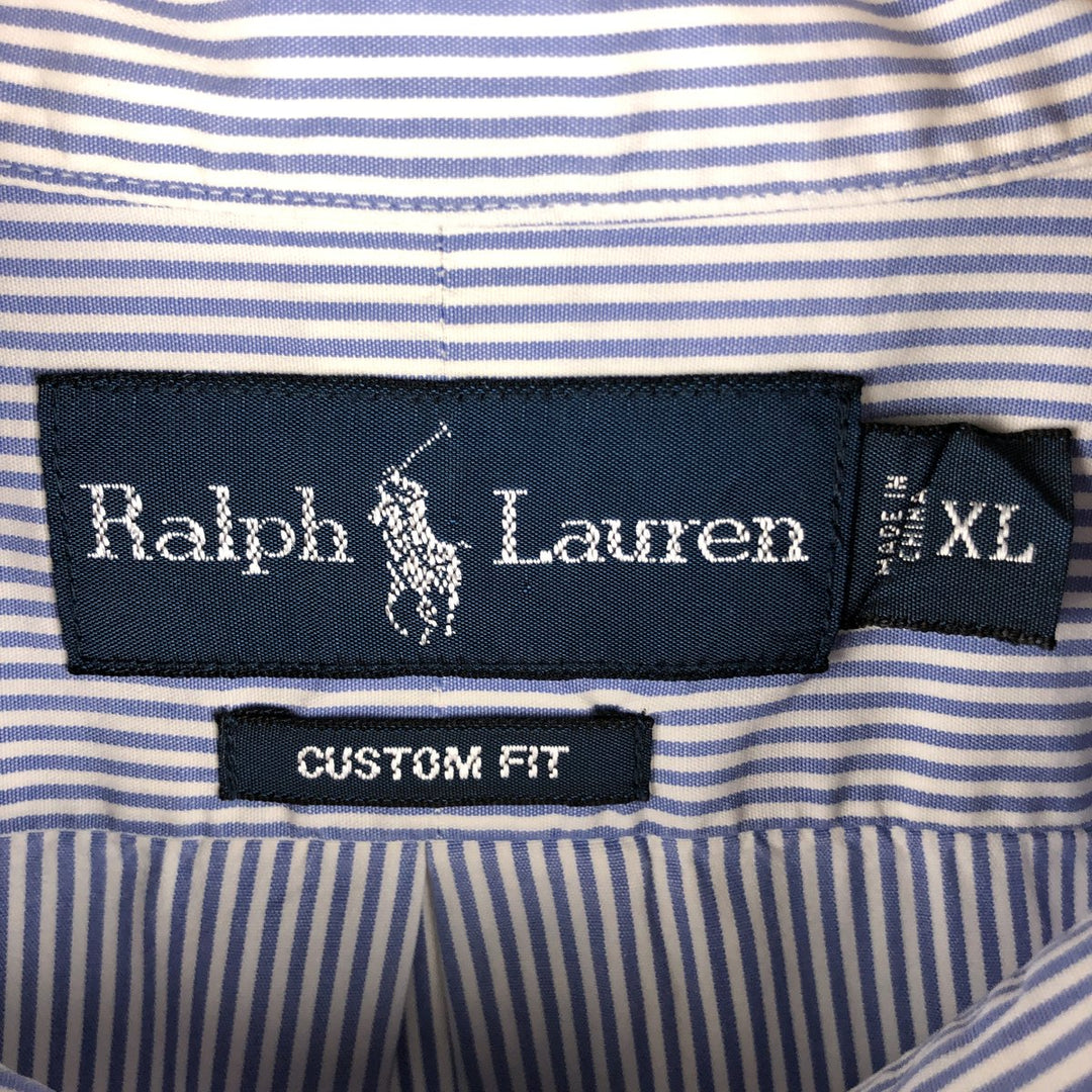 Ralph Lauren CUSTOM FIT long sleeve button down striped shirt men's XL size cotton white type Vintage Second Hand