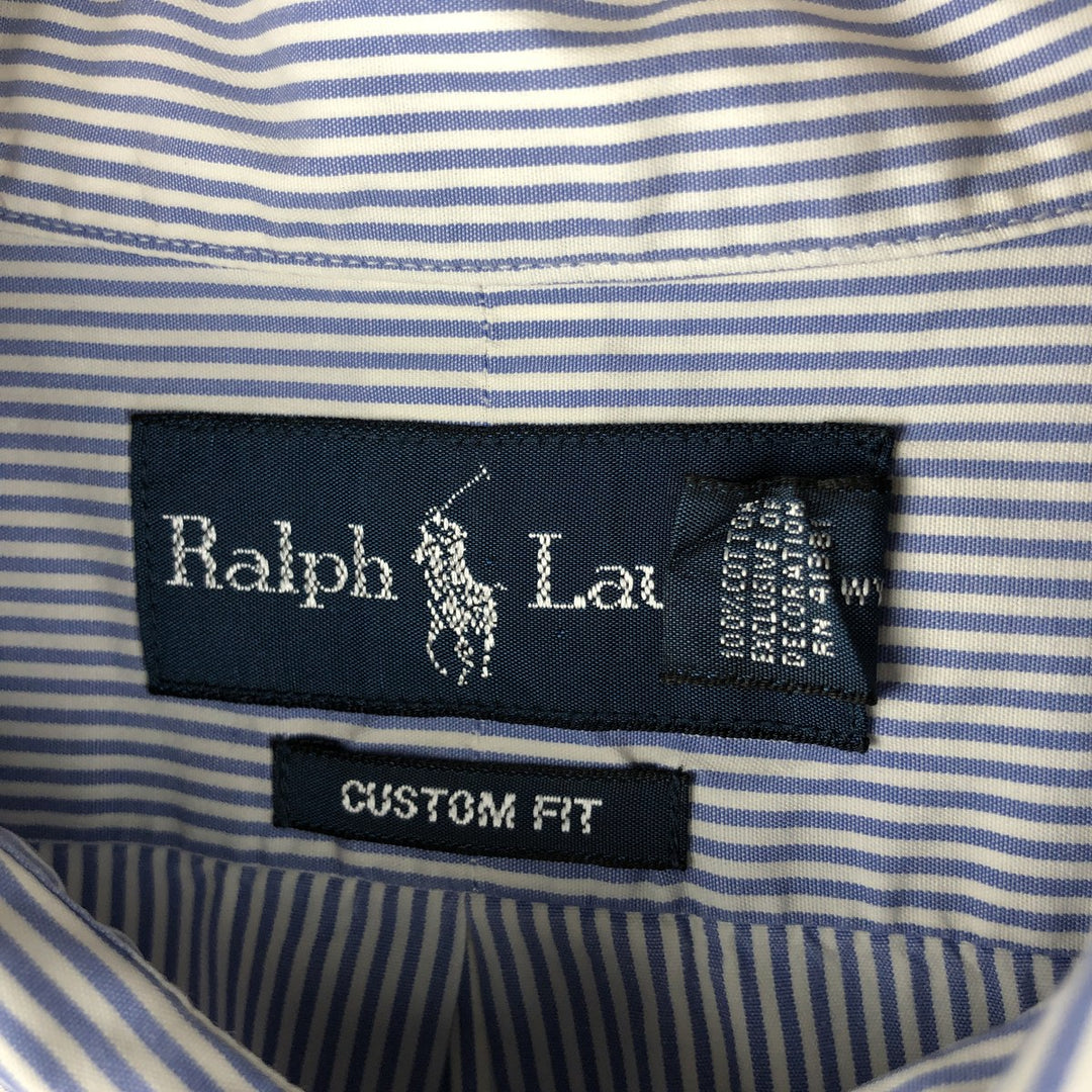 Ralph Lauren CUSTOM FIT long sleeve button down striped shirt men's XL size cotton white type Vintage Second Hand