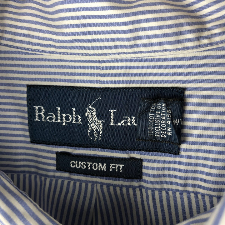 Ralph Lauren CUSTOM FIT long sleeve button down striped shirt men's XL size cotton white type Vintage Second Hand